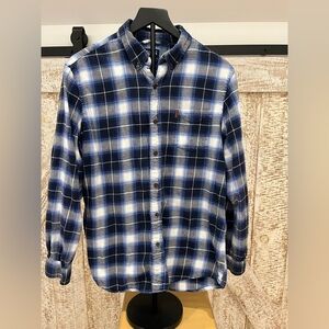 Ralph Lauren Chaps Women’s Navy and White Flannel Plaid Casual Shirt size large